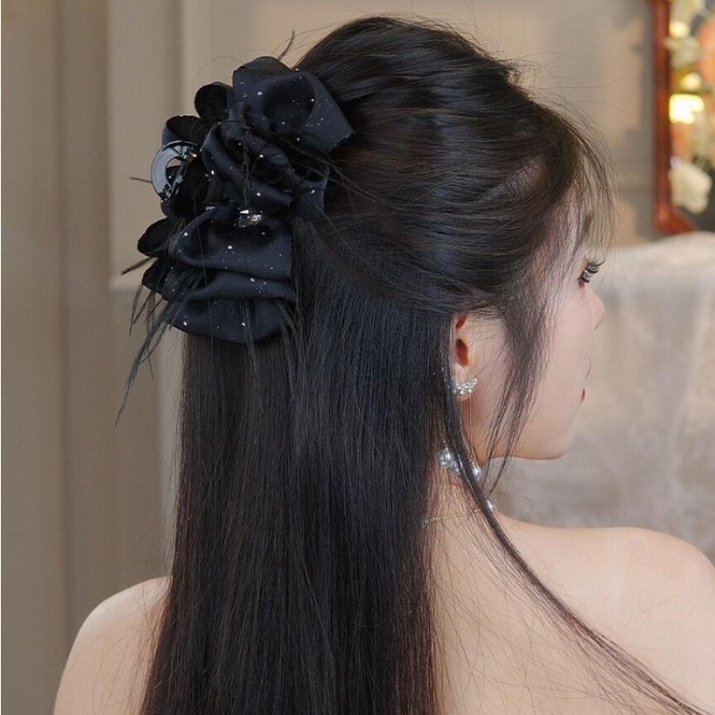 Đen Kẹp Tóc Hình Cá Mập Đính Đá Lấp Lánh Thời Trang Cho Nữ