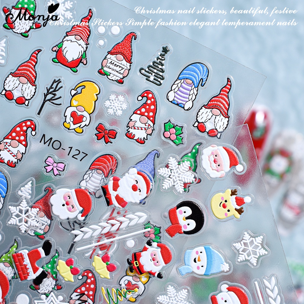 Miếng Dán Móng Tay 3d Hình Ông Già Noel Dễ Thương