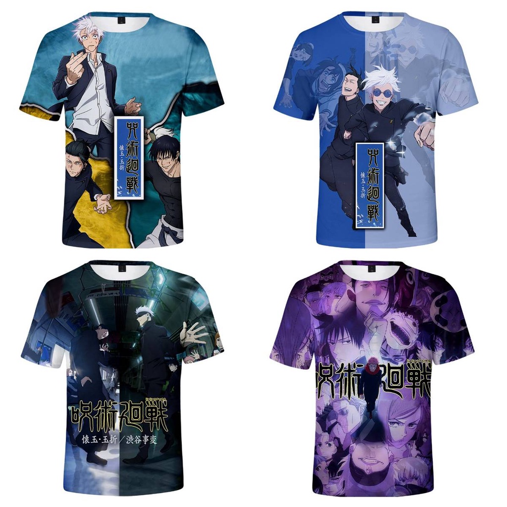 Gp41 jujutsu kaisen Áo Thun Tay Ngắn In Hình anime gojo satoru geto suguru 3d Đơn Giản Thời Trang unisex pl