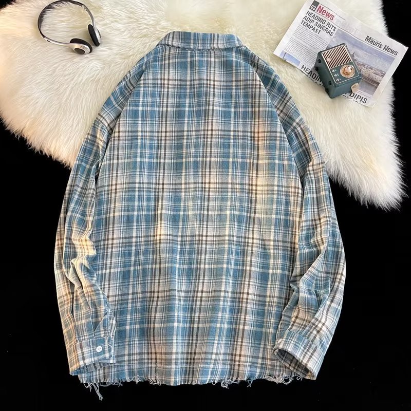 Áo Sơ Mi Nam Dài Tay Sọc Caro Cổ Điển Thời Trang