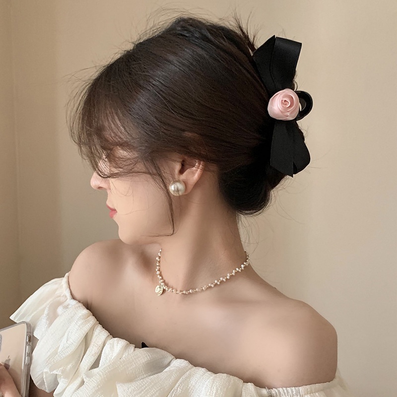 Dây Cột Tóc Hoa Hồng Đính Ngọc Trai Nhân Tạo Thời Trang