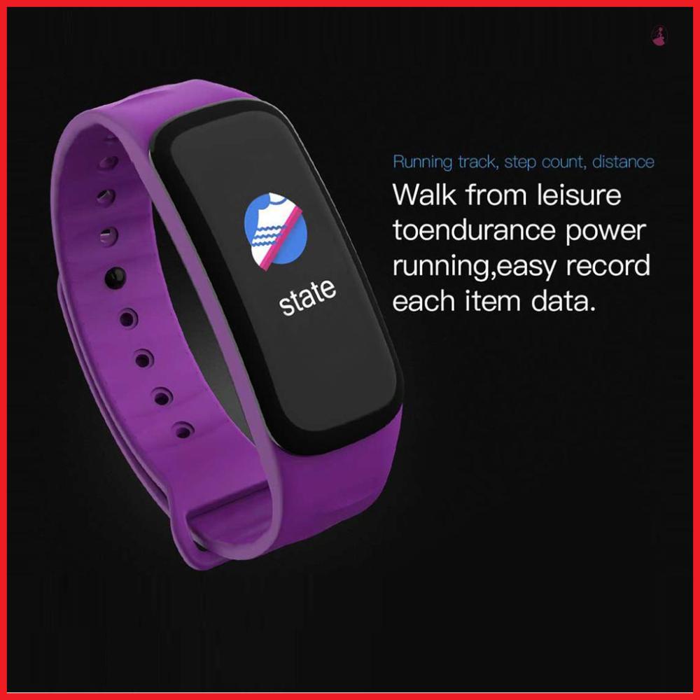 Bộ Vòng Tay Thể Thao Thông Minh c1plus Màn Hình Màu Chống Nước bluetooth Đo Nhịp Tim Huyết Áp c1plus Tiếng Anh - Khóa Cài