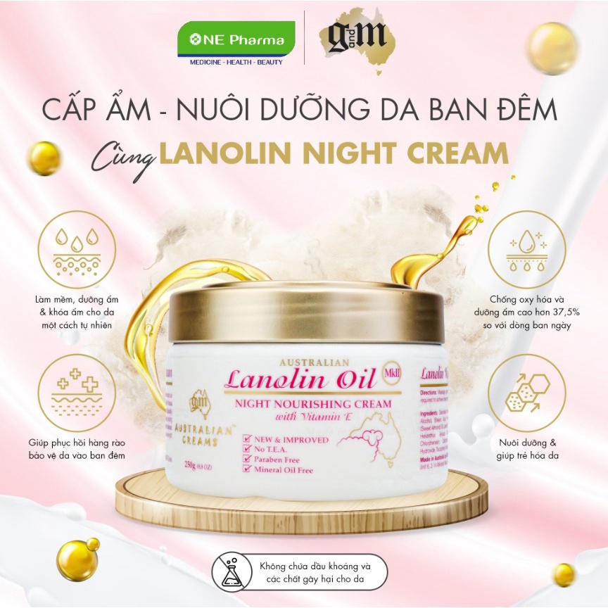 Kem Dưỡng Da Ban Đêm Chiết Xuất Mỡ Lông Cừu Lanolin Oil Australian Creams MKII 250g