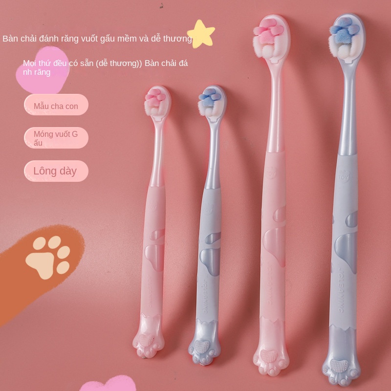 Bàn Chải Đánh Răng 4 Ngàn Hình Bàn Chân Gấu Trúc Siêu Mềm Siêu Mịn Sáng Tạo Tay Cầm In Dấu Chân Người Lớn Trẻ Em Gia Đình