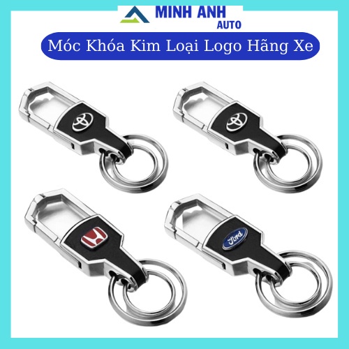 Móc khoá xe ô tô bọc da có gắn logo đủ các hãng, bằng thép cao cấp không rỉ và chịu lực cao