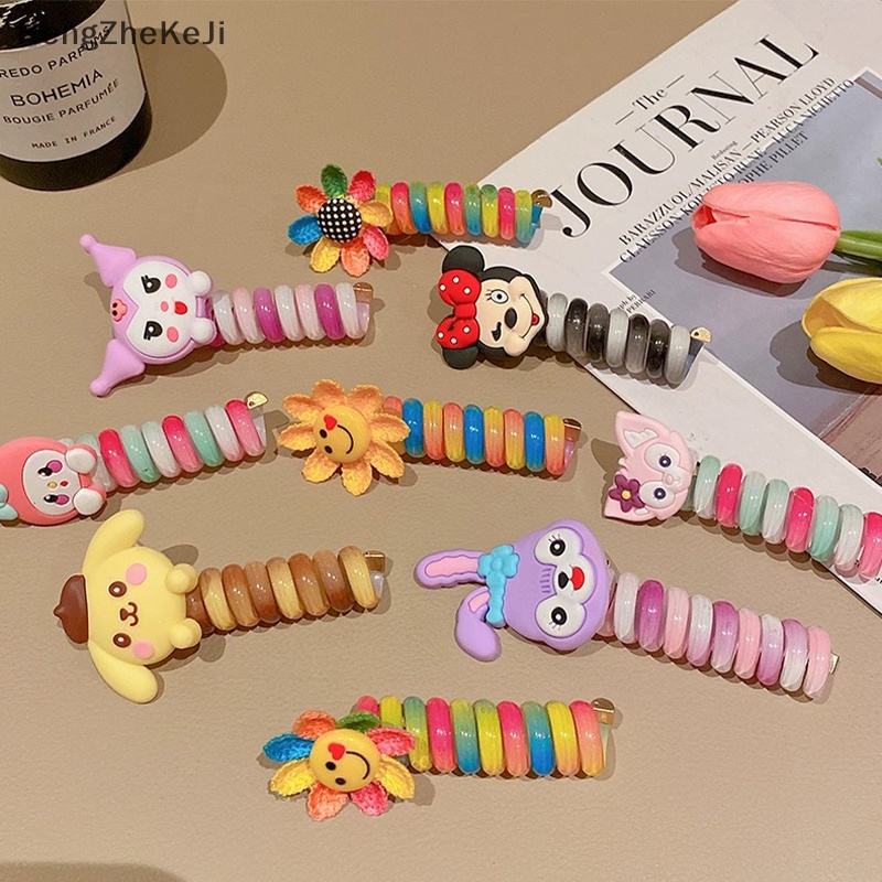 Dây Buộc Tóc Đuôi Ngựa Hoạt Hình Co Giãn Cao Nhiều Màu Sắc Cho Bé Gái