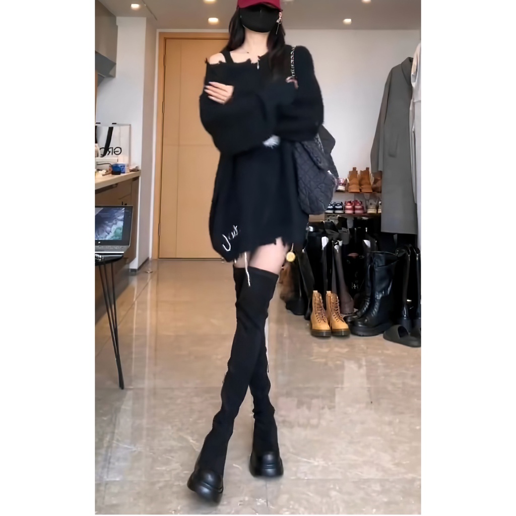Áo sweater Trễ Vai Phối Nơ Xinh Xắn Theo Phong Cách Thu Đông Dành Cho Nữ