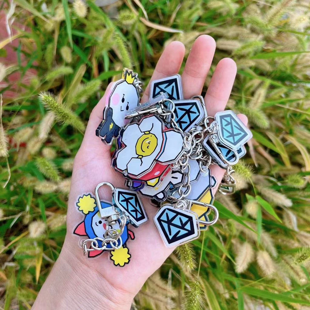 Móc Khóa acrylic Hai Mặt Họa Tiết Hoạt Hình kpop Cuz treasure