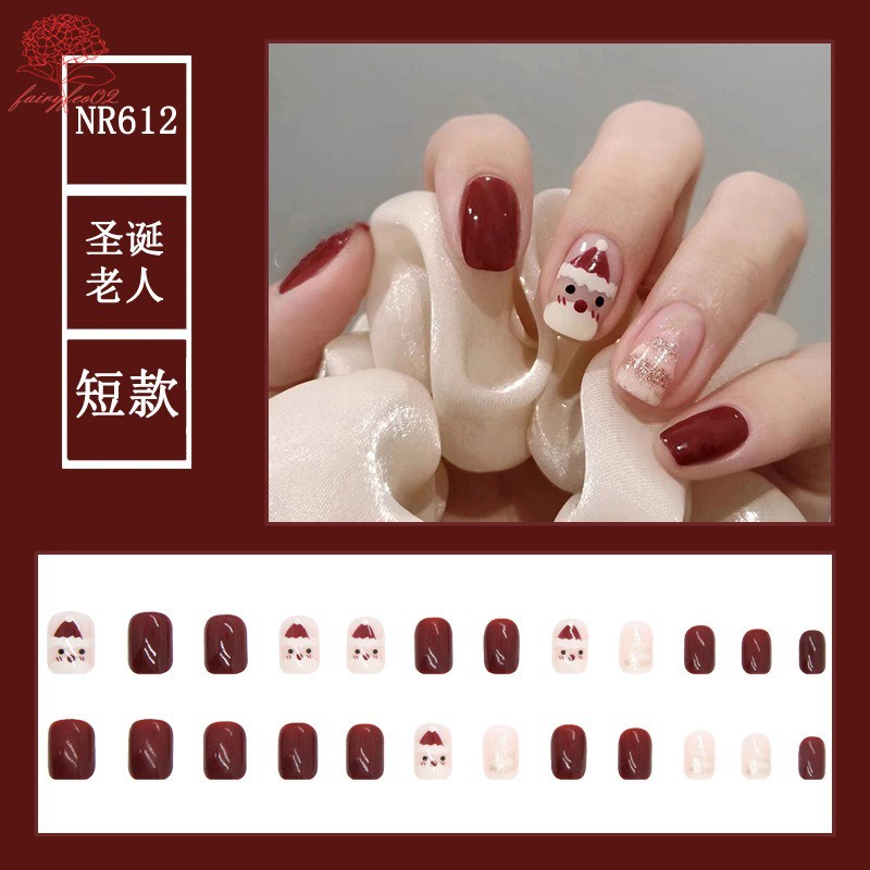 Set 24 Móng Tay Giả Trang Trí Chủ Đề Giáng Sinh
