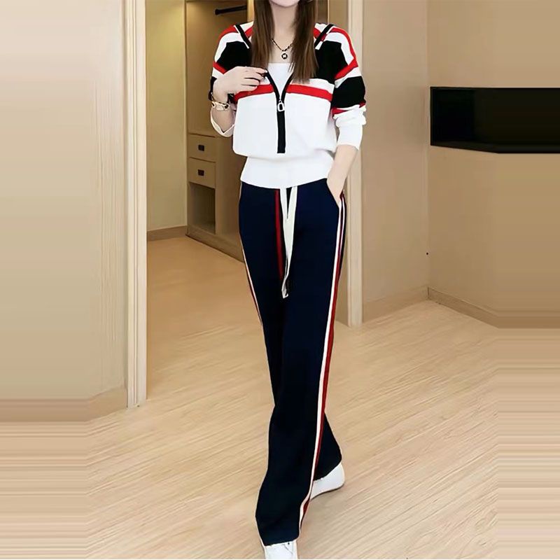 Bộ Đồ Thể Thao Hai Mảnh Áo Khoác cardigan Có Khóa Kéo Và Quần Dài Thời Trang Cao Cấp Mùa Thu Đông Dành Cho Bạn Nữ