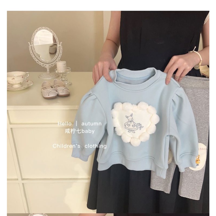 Áo Sweater Tay Dài Giữ Ấm Phong Cách Hàn Quốc Thời Trang Mùa Thu Cho Bé Gái