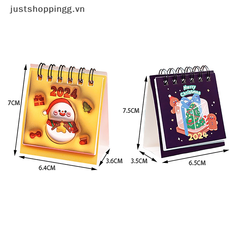 Lịch Để Bàn 2024 mini Họa Tiết Hoạt Hình Dễ Thương Trang Trí Văn Phòng / Giáng Sinh