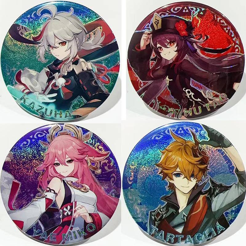 Huy Hiệu Cài Áo Hóa Trang Nhân Vật Trong game focalors furina raiden shogun yae miko zhongli keqing xiao hu tao nahida 75mm