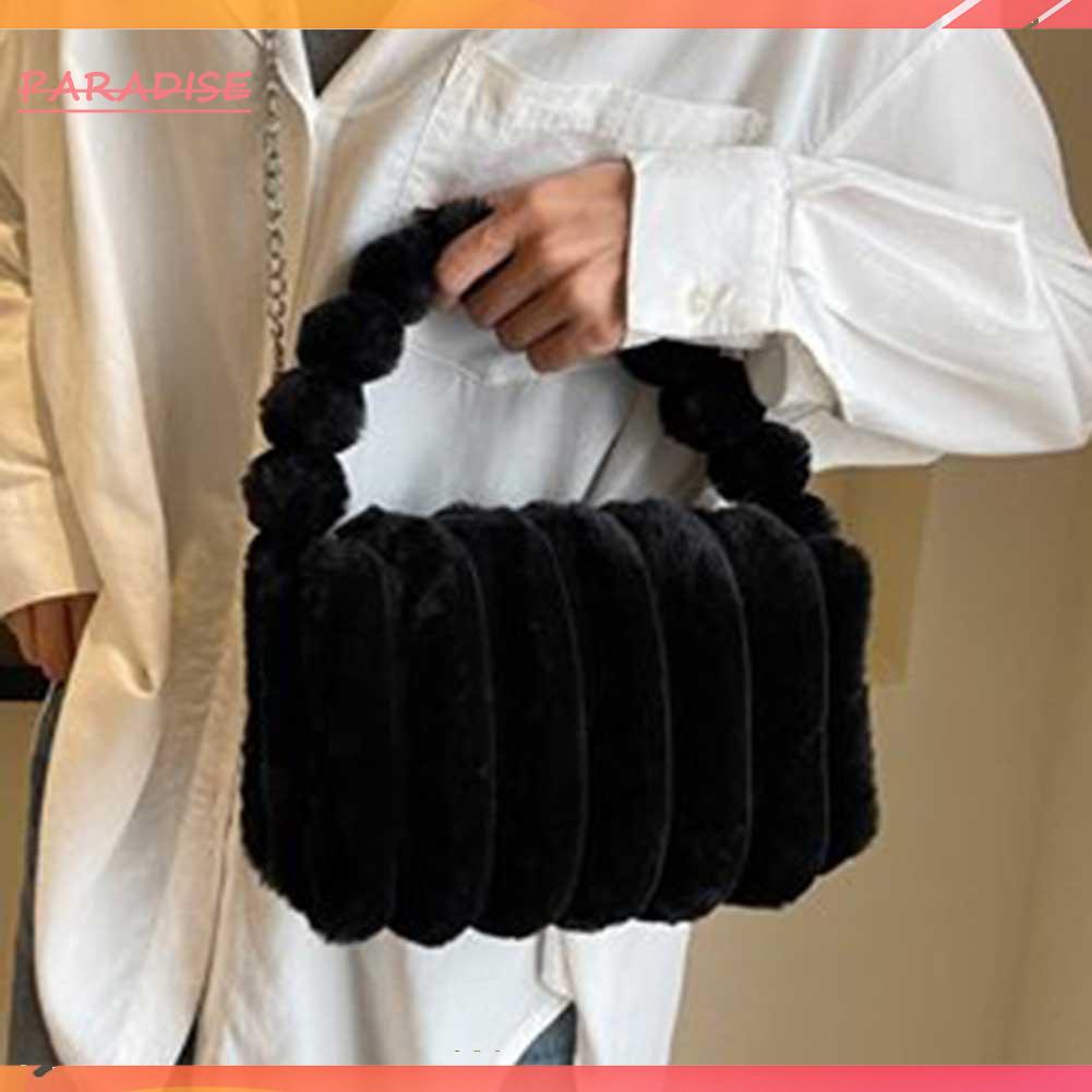 Túi Xách Đeo Vai Bằng Lông Giả Màu Trơn Đơn Giản Cho Nữ