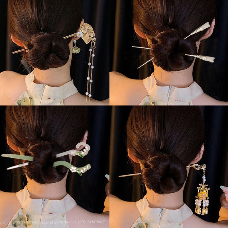Thời Trang Trâm Cài Tóc Đính Tua Rua Phong Cách retro Cao Cấp