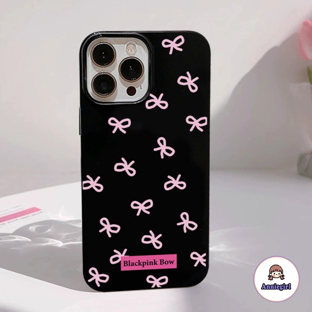 Ôp Điện Thoại Silicon Dẻo Vuông Gắn Nơ Hồng iphone 11 iphone 14 pro max 12 13 15 pro max iphone 7 plus 8 plus x xs xs max xr Ốp