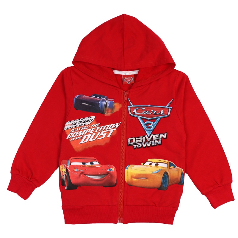 Hoạt Hình Áo Khoác Hoodie Có Khóa Kéo In Hình Xe Hơi Dễ Thương Cho Bé Trai