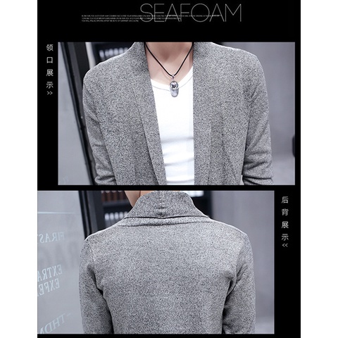 Áo Khoác Dệt Kim Tay Dài Màu Sắc Đơn Giản Phong Cách hong kong Thời Trang Cho Nam