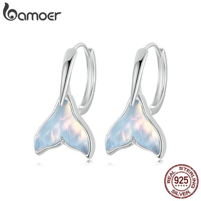 Bamoer Bông Tai Bạc sterling 925 Hình Đuôi Cá Thời Trang Cho Nữ