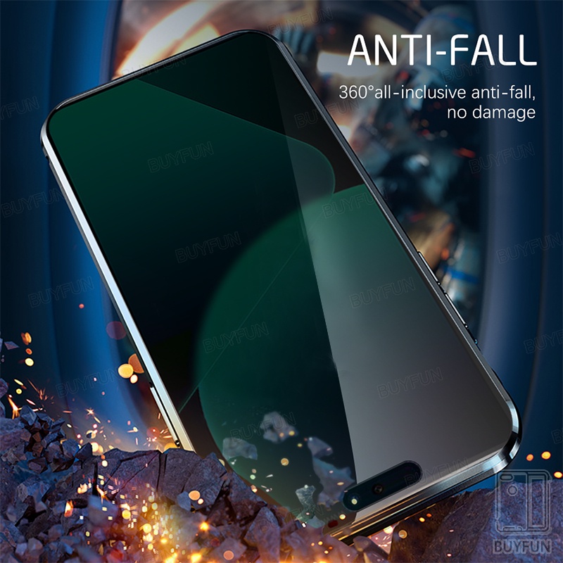 360° Adsorption Metal Magnetic Flip Case For Xiaomi Mi 13T Mi13t Pro Mi13 T 13tpro 5G Doubld-sided Tempered Glass Front Back Protect Cover For Redmi K60 Ultra K 60 Pro