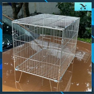 Lồng tắm chim inox dạng gấp gọn, cho lồng chim chào mào, chích choè, hoạ mi tặng kèm khay tắm nhôm tiện lợi Phụ kiện GH