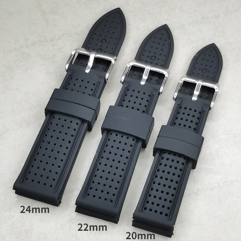 Dây Cao Su Silicon Mềm Thoáng Khí Chống Nước Nhiều Màu 20mm 22mm 24mm Cho Đồng Hồ seiko srp777j1