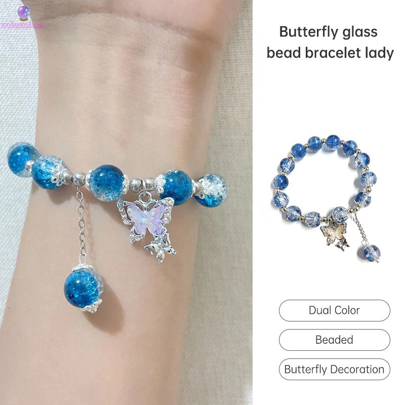 Miu🔮Vòng Tay Chuỗi Hạt Đá opal Nhân Tạo Hình Bướm Thời Trang Cho Chữ Best Friend