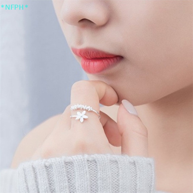 Nfph > Nhẫn Hở Resin Hình Hoa Màu Bạc Cá Tính Thời Trang Hàn Quốc Làm Quà Tặng Cho Nữ Mới