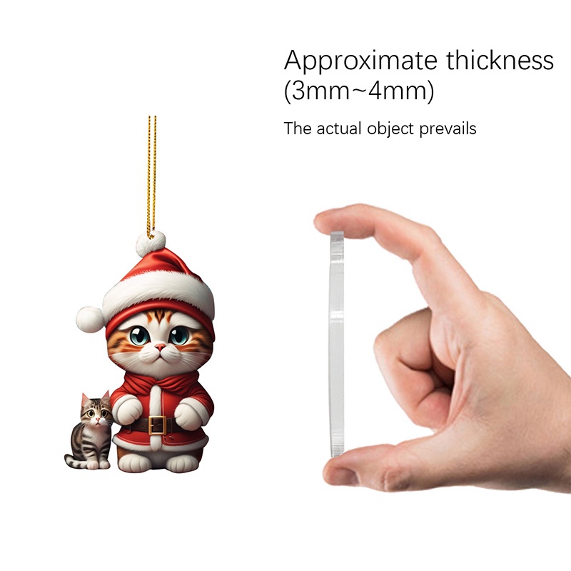 Phụ Kiện Treo Trang Trí Giáng Sinh Hình Mèo 2d Bằng acrylic Vui Nhộn