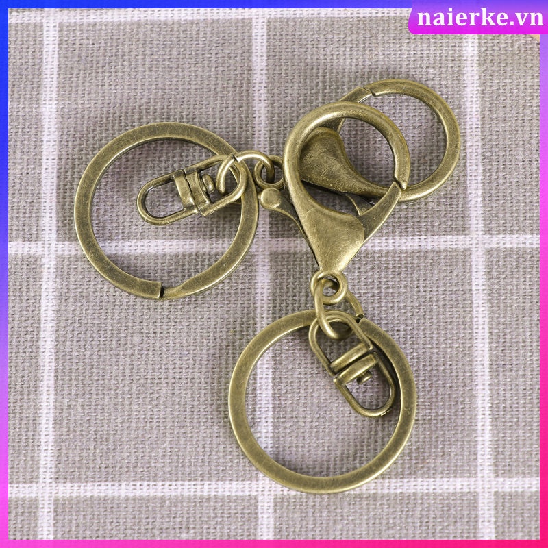 Set 2 Móc Khóa Hình Tôm Hùm + 2 Vòng Tròn Bằng Kim Loại