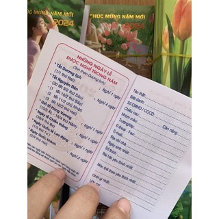 lịch cầm tay mini nhỏ 2024