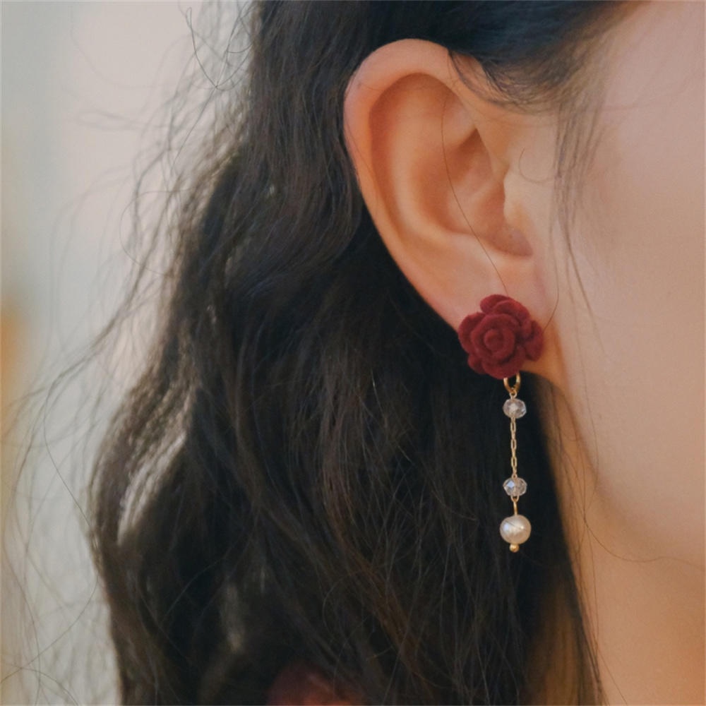 Bông Tai Tua Rua Đính Ngọc Trai Nhân Tạo Thời Trang Cho Nữ