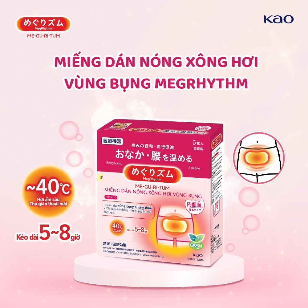 Quà Tặng Không Bán - MegRhythm Miếng Dán Nóng Xông Hơi Vùng Bụng 5 Miếng/ Hộp