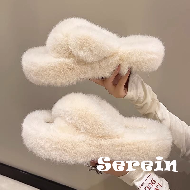 Serein  dép lông dép bông Đế Dày dép quai hậu đế cao 2023 hot trend Phong cách đơn giản Cá tính Thể thao Mềm mại FMR23B0411 44Z231103