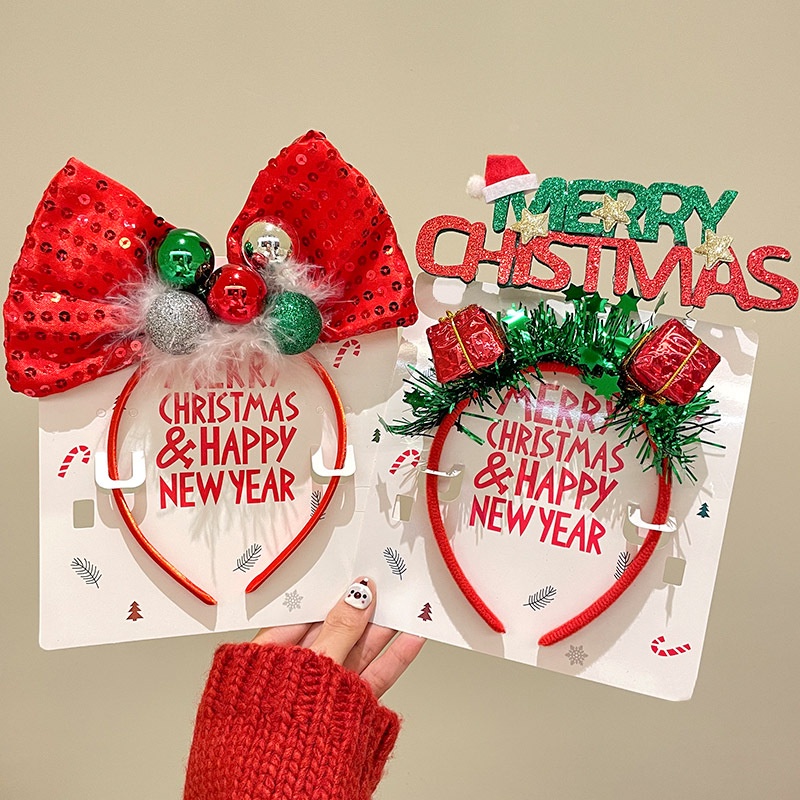 2023 Kids Headband Halloween Cosplay Hair Cartoon Elk Snowflake Bow Hairband Birthday Party Headwear Christmas Gift Accessories 0AZT