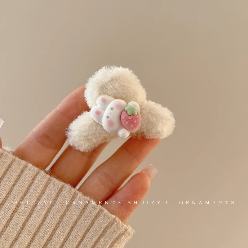Kẹp Tóc Nhỏ Nửa Đầu Hình Thỏ / Gấu Bông Dễ Thương Thời Trang Thu Đông Cho Bé Gái