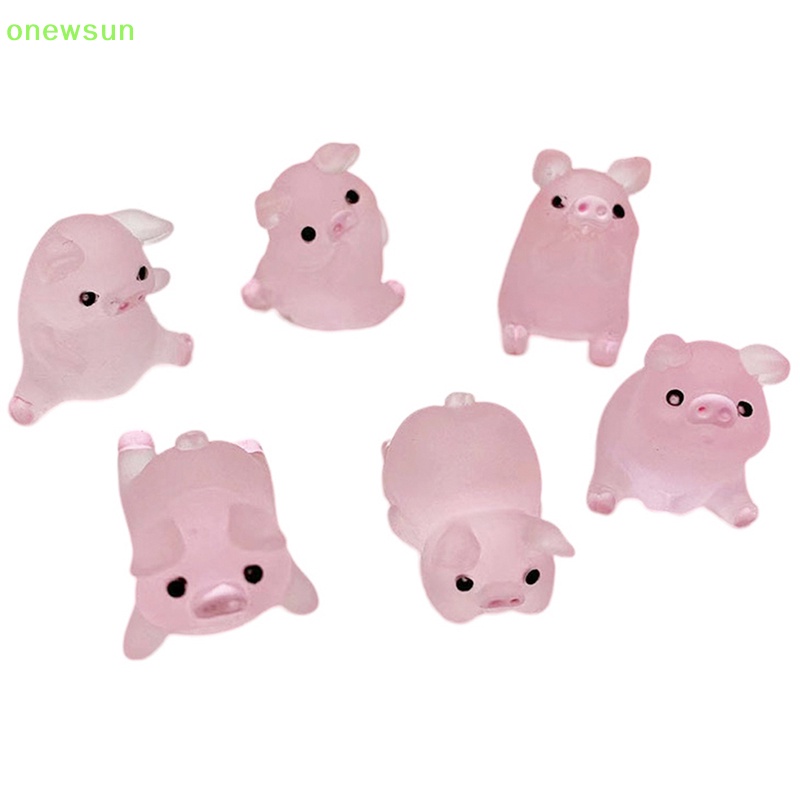 Set 1 / 5 Mô Hình Chú Heo Dạ Quang mini Bằng Nhựa resin Trang Trí Bảng Điều Khiển Xe Hơi Mới