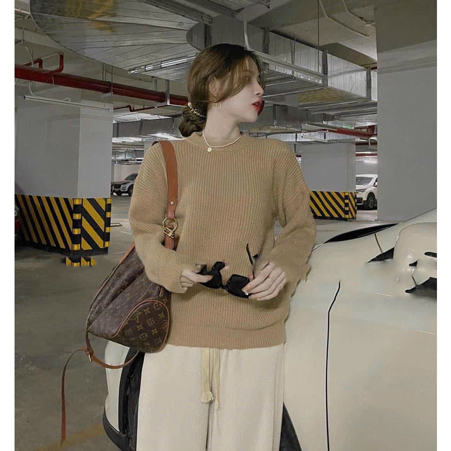 Áo len trơn 23 bảng 4 màu dài tay, áo len cổ tròn  cho nữ