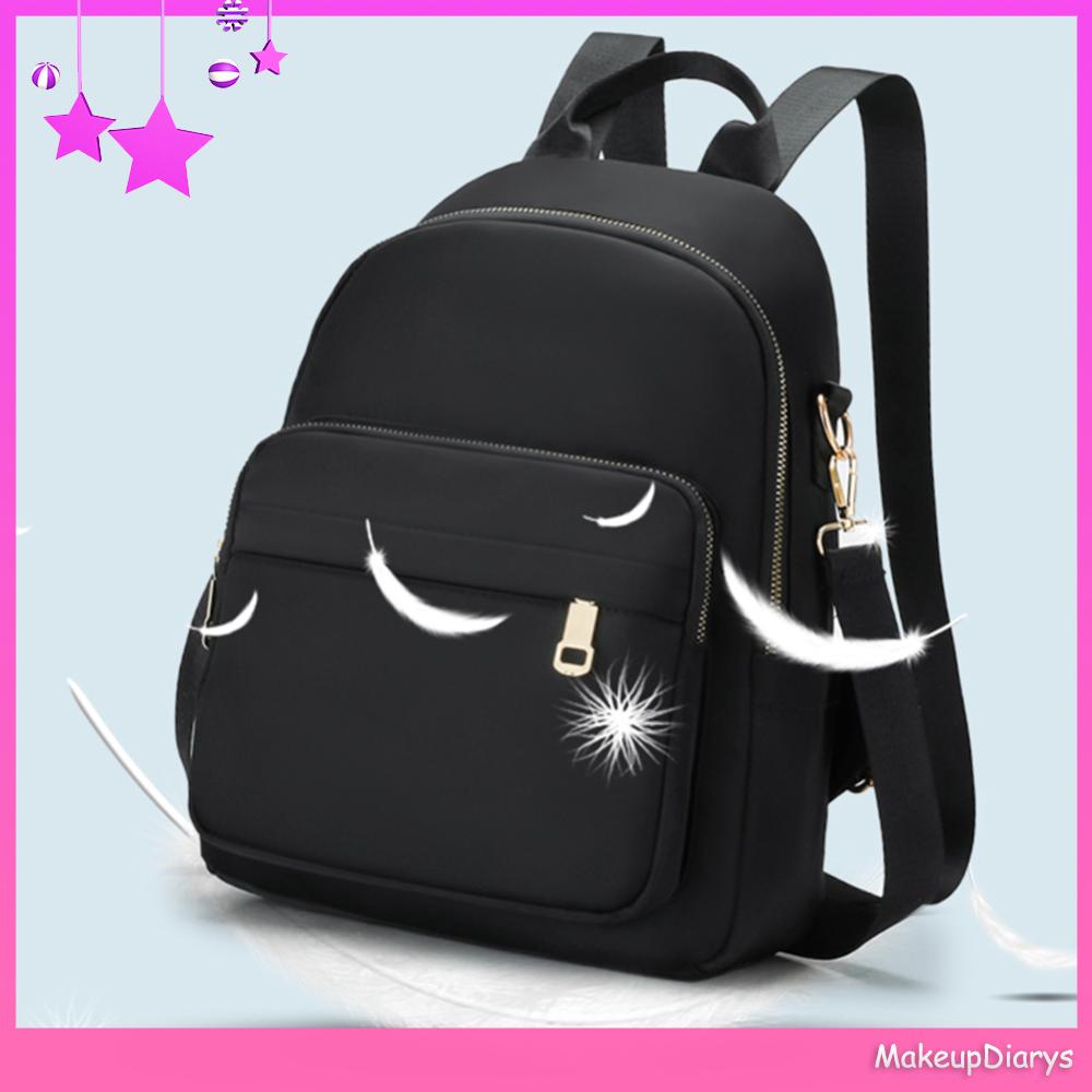 ★ Đồ Trang Điểm Trang Điểm ★ Au Balo Đeo Vai Có Dây Kéo Sức Chứa Lớn Màu Trơn Dành Cho Nữ