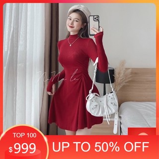 ĐẦM FROM XÌE RÚT DÂY EO BIG SIZE CHE BỤNG [Y hình] tay dài đầm tết