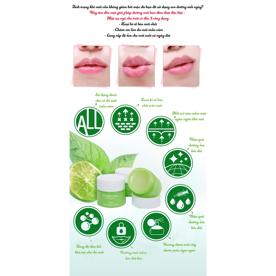 Mặt Nạ Ngủ Môi Care:Nel dưỡng ẩm và tẩy tế bào chết Lip Sleeping Mask Berry 5g