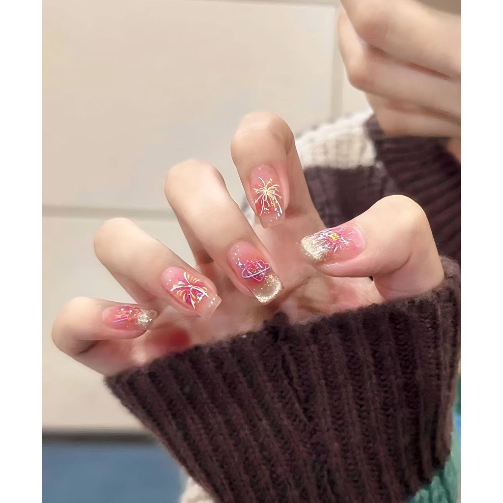 Sticker Lụa Nổi 5D | Pháo Hoa Tết 2024 | Hình Dán Móng Tay