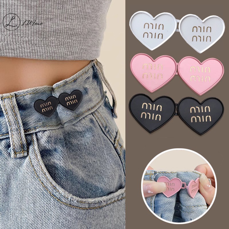 Luimo Set 2 Khóa Cài Quần jean Thay Thế Hình Trái Tim Có Thể Điều Chỉnh