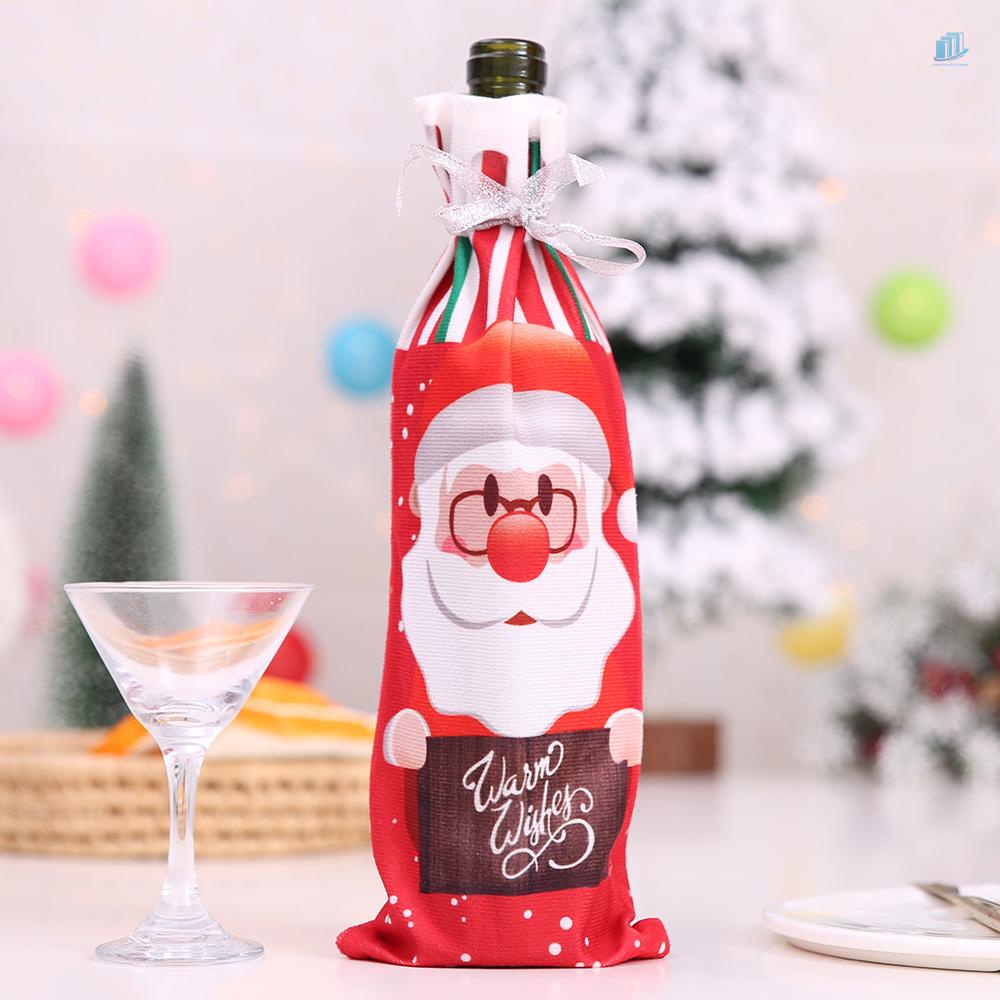 Vỏ Bọc Chai Rượu Sâm Panh In Họa Tiết Ông Già Noel / Người Tuyết / Nai Sừng Tấm Trang Trí Giáng Sinh