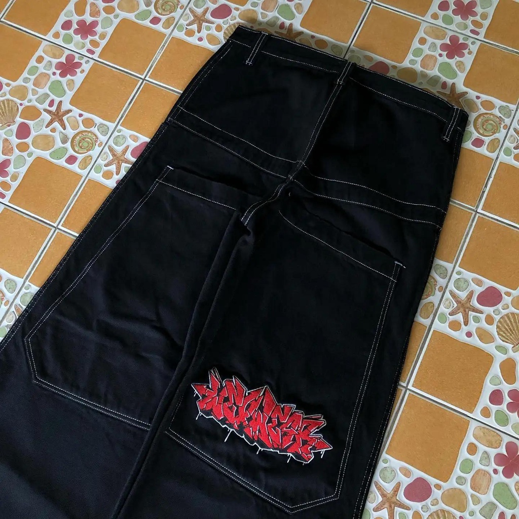 Quần baggy jeans Ống Rộng Lưng Cao Có Túi Lớn Phong Cách hip hop Đường Phố harajuku y2k Dành Cho Nam Nữ