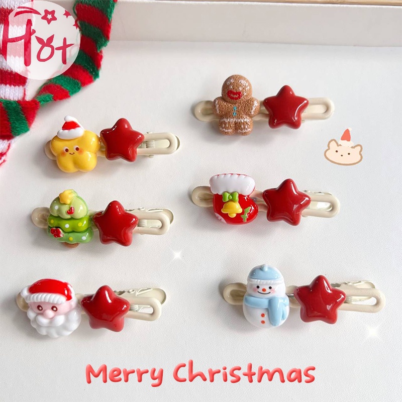 Jr 1 Kẹp Tóc Hình Ngôi Sao / Ông Già Noel / Người Tuyết Dễ Thương vn