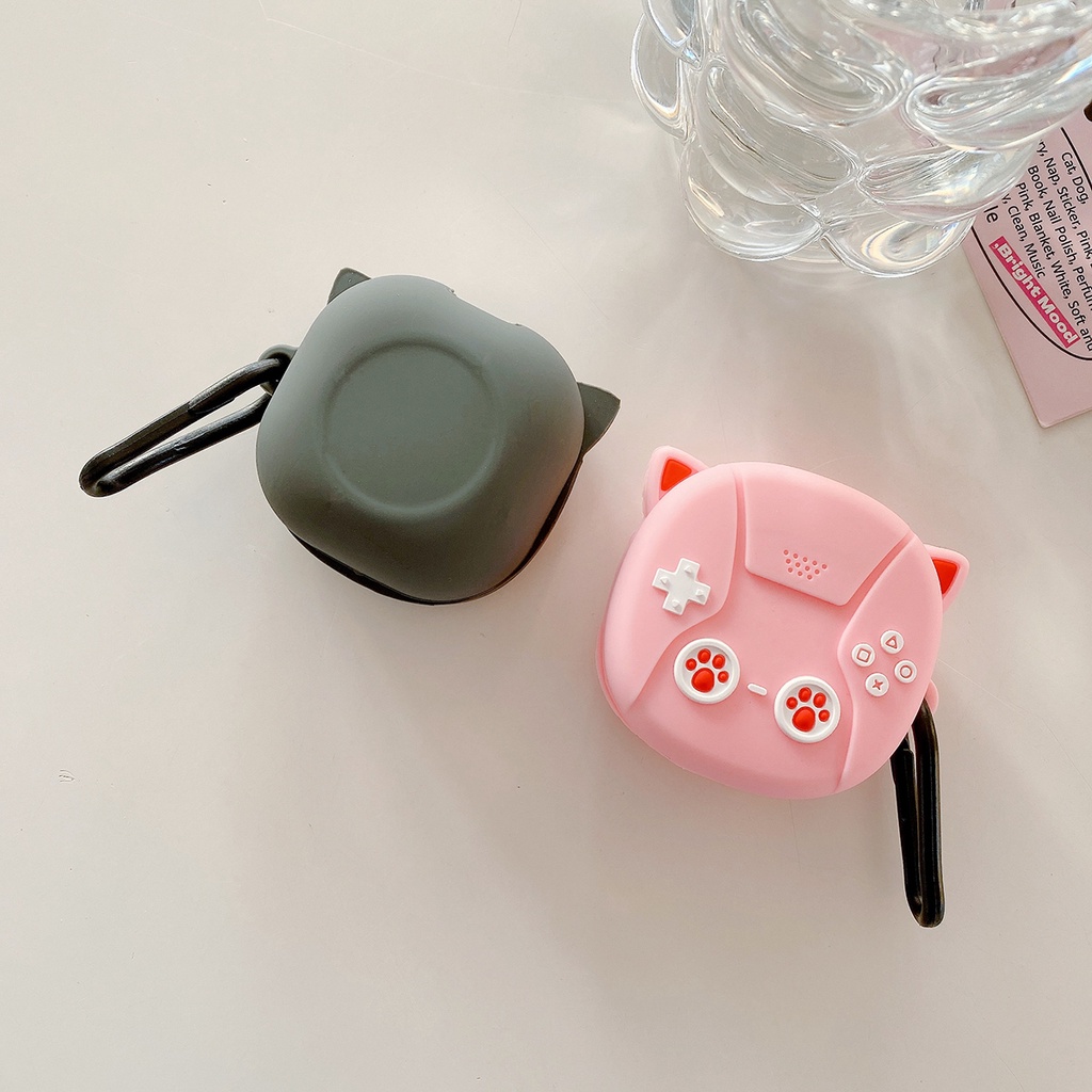 Vỏ Bảo Vệ Hộp Sạc Tai Nghe samsung galaxy buds pro & buds live & buds fe 3d Bằng Silicon Chống Sốc Hình Tai Mèo Dễ Thương
