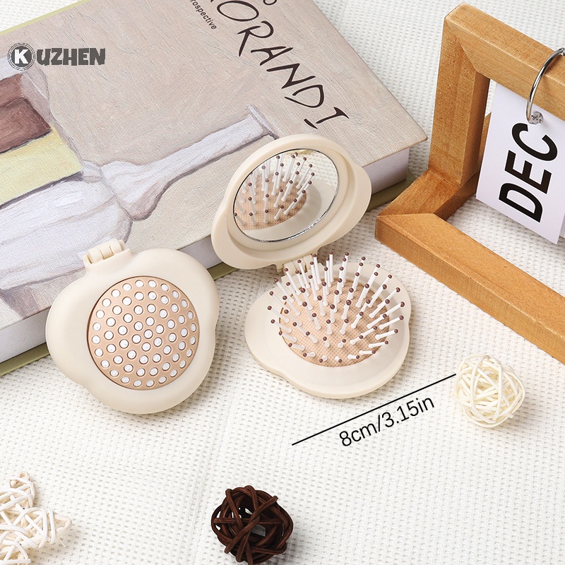 Kuzhen Lược Túi Khí Mát Xa Da Đầu Hình Đám Mây Kèm Gương Trang Điểm