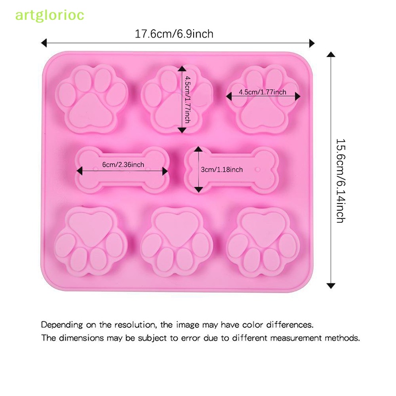 Aart Khuôn Silicon Làm Đá / Sô Cô La / Bánh Kẹo Hình Dấu Chân Chó / Mèo Dễ Thương Có Thể Tái Sử Dụng