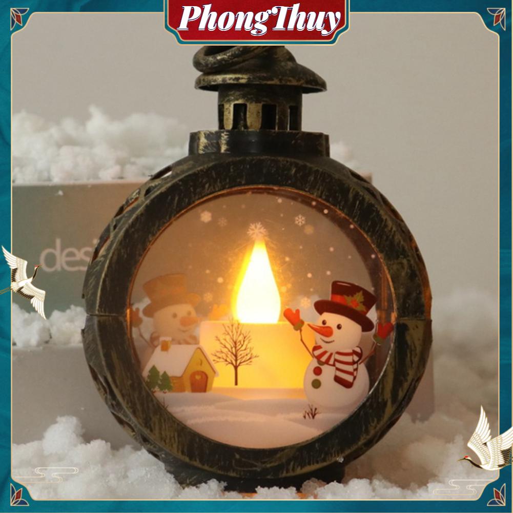 Đèn LED Hình Người Tuyết / Ông Già Noel - Nến Điện Tử Retro Thủy Tinh Trang Trí Giáng Sinh Cho Gia Đình